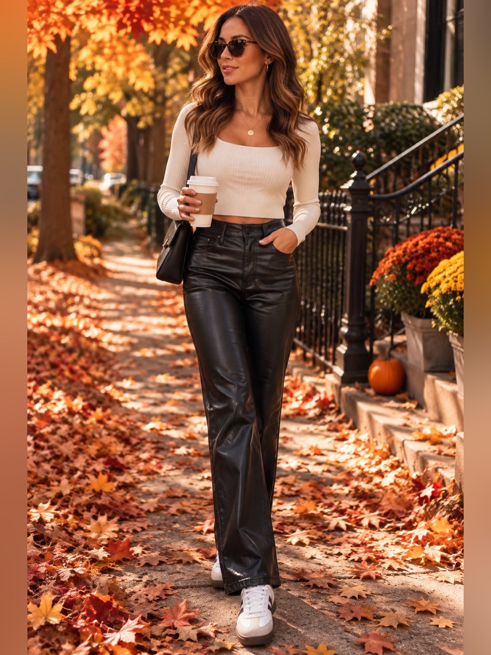 A&F - The 90s Straight Ultra High-Rise - Faux Leather Pants - Black Sz 27 Short